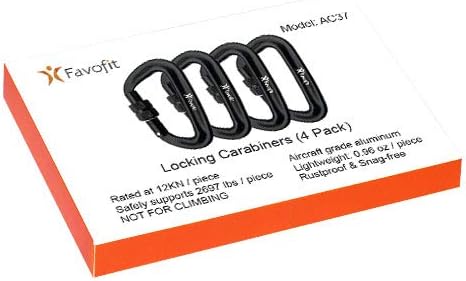 Heavy Duty Locking Carabiner Clips - Favofit 12KN (2697 lbs) Clips 3.2'' Small D Ring for Camping Hammock Hiking Dog Leashes Keychains - Perfect for Outdoor Enthusiasts