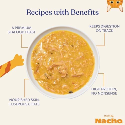 Made by Nacho Flaked Filets Recipe in Bone Broth, Grain-Free Chef's Selects Wet Food for Cats Balanced Diet in Naturally Hydrating Pumpkin-Infused Broth (3.0 oz (Pack of 12), Tuna & Sea Bass)