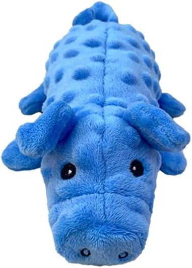 Squeaky Dog Toys Plush Dog Toy with Crinkle Paper Stuffed Durable Dog Chew Toys for Small Middle and Large Dogs Pig Blue