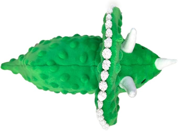 Squeaky Dog Toys Plush Dog Toy with Crinkle Paper Stuffed Durable Dog Chew Toys for Small Middle and Large Dogs Triceratops Green
