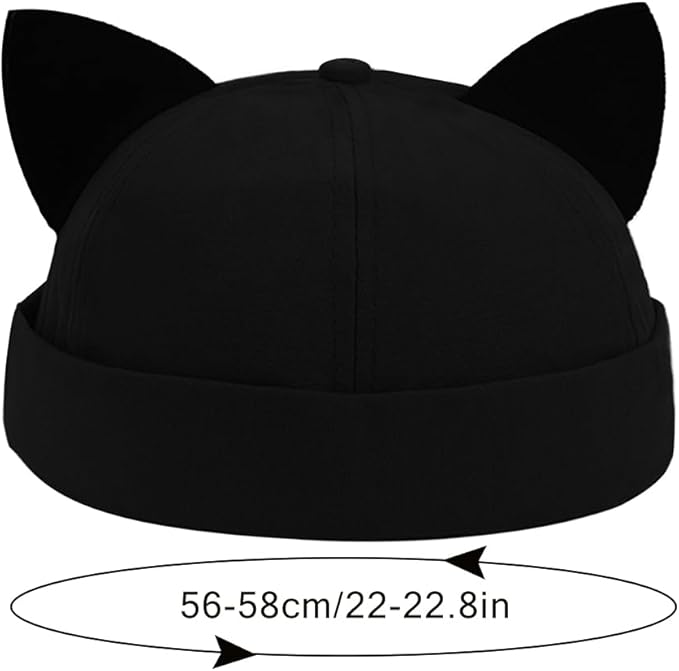 Malaxlx Cat Ear Docker Cap for Women Men – Brimless Cotton Sailor Beanie Skull Cap