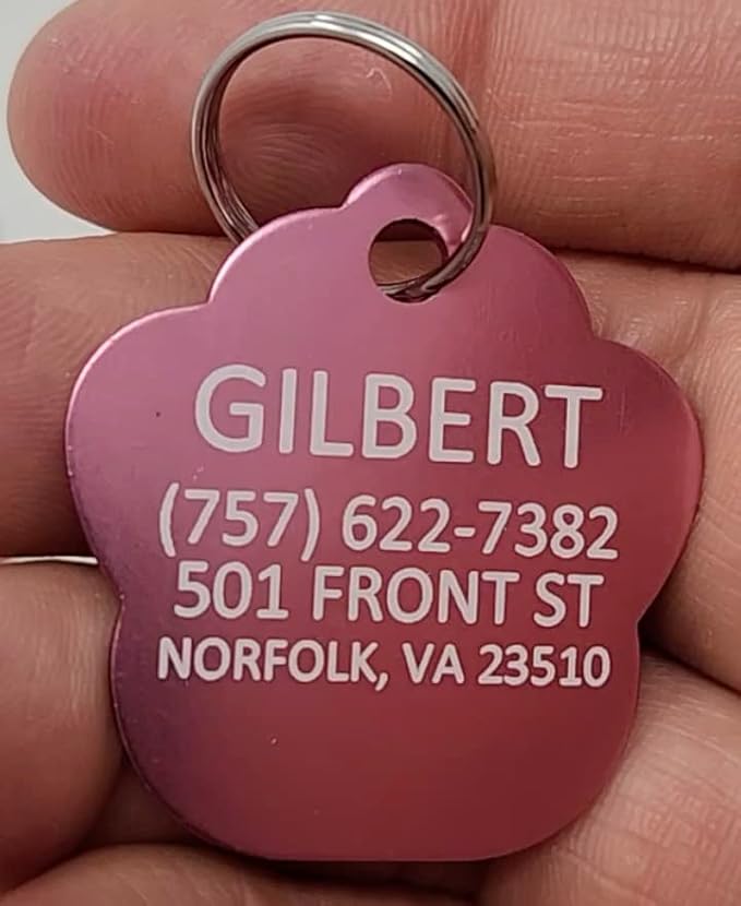 Dr. Fremont's Custom Pet Tag | Large, Paw | Many Colors & Shapes | Strong Anodized Aluminum | Made in USA