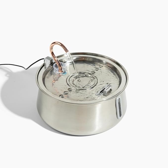 Stainless Steel Cat Water Fountain Automatic Drinking Fountain, Quiet Circulating Water Bowl, Dishwasher Safe, Indoor Pet Fountain for Hydrated Healthy Cats (Stainless Steel, 4L Corded)