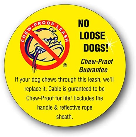 Chew Proof Dog Leash, 5' Heavy Duty with Padded Handle and Reflective Black/Silver Weave Poly Sheath - Alpine Outfitters Hand-Made in The USA!