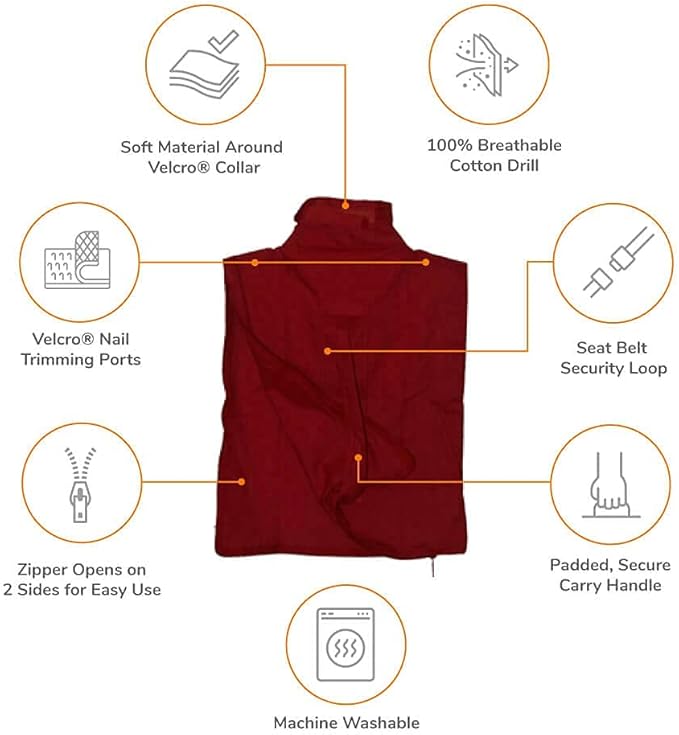 Cat-in-the-Bag Cozy Comfort Carrier - Small Red Cat Carrier Soft and Pet Carrier for Nail Trimming, Vet Visits, Medication Administration, Dental Care, and Travel