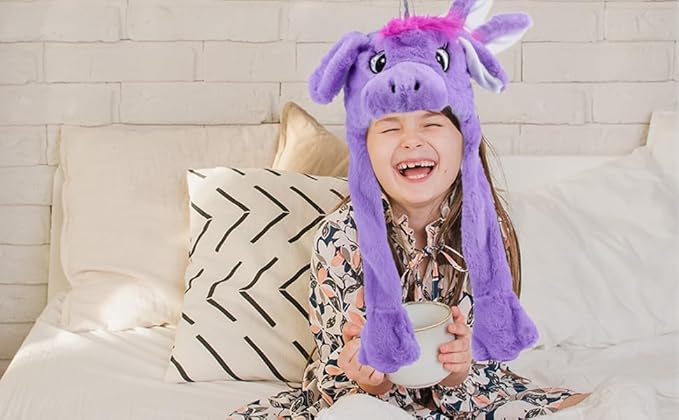 Animal Hat with Ears Moving Jumping Pop Up Beating Hat Plush Holiday Cosplay Dress Up Funny Gift for Kids