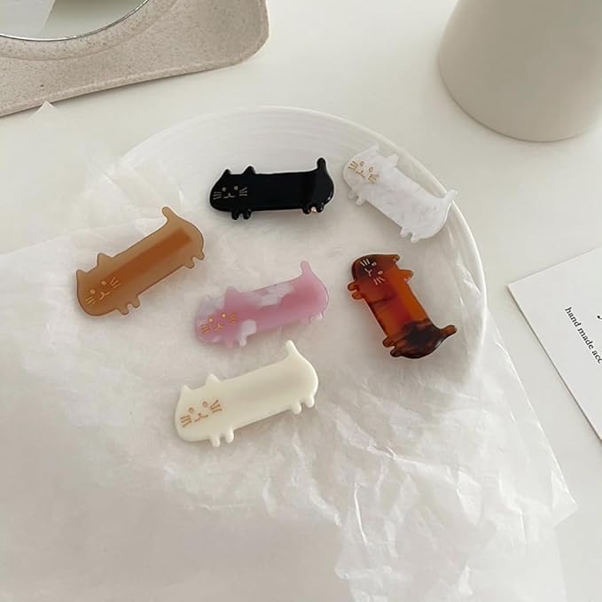 12 Pack Cat Hair Clips for Girls Thin Hair Cute Small Duckbill Clip Barrettes Birthday Party Hairpins Fashion Cat Hair Styling Accessories for Women Girls (6 Styles)