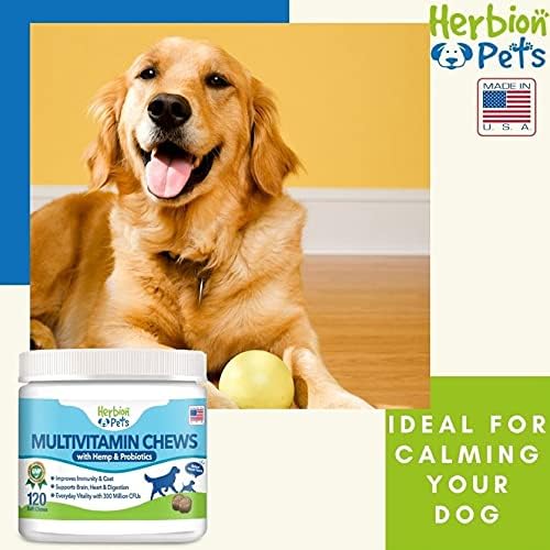 HERBION Pets Multivitamin Chews with Minerals & Probiotics, Improves Immunity & Coat, Supports Digestion, Brain & Heart Health, Delicious Natural Duck Flavor, Dog Supplements & Vitamins, Pack of 1