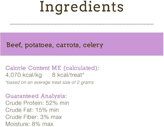 Herbsmith Smiling Dog Treats – Freeze Dried Raw Beef, Potatoes, Carrots & Celery – That’s 100% it – 2.5 Ounce