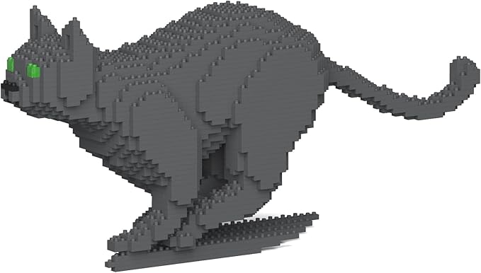 JEKCA Cat 19S-M03 | Gray Cat Plastic Building Blocks | Age 14+