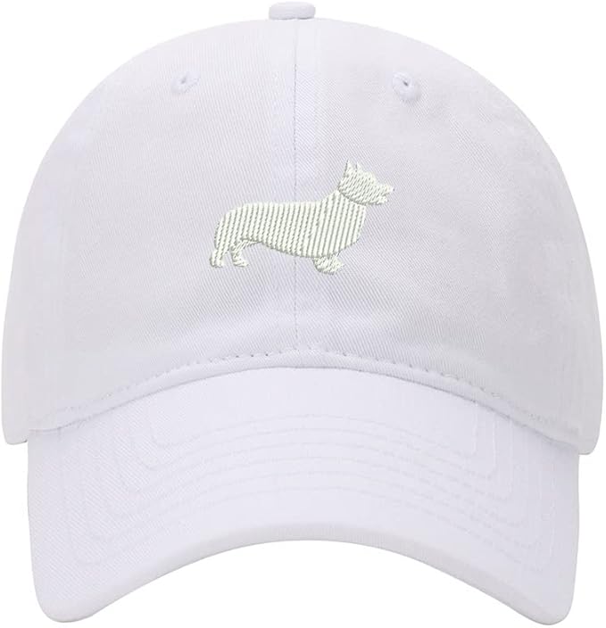 Baseball Cap Men Corgi Dog Embroidered Washed Cotton Dog Hat Baseball Caps