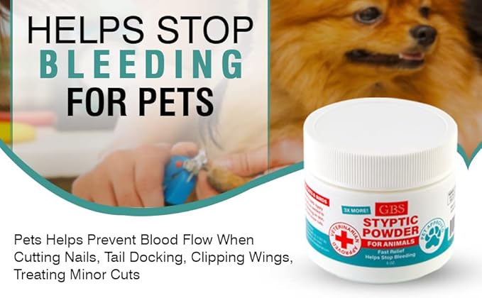 5 oz Styptic Powder for Dogs, Cats & Birds Stops Bleeding– Quick Blood Clotting for Nail Clipping, Minor Cuts, Tail Docking & Wing Clipping – Pet First Aid Hemostatic Powder with Sealed Top & Scoop