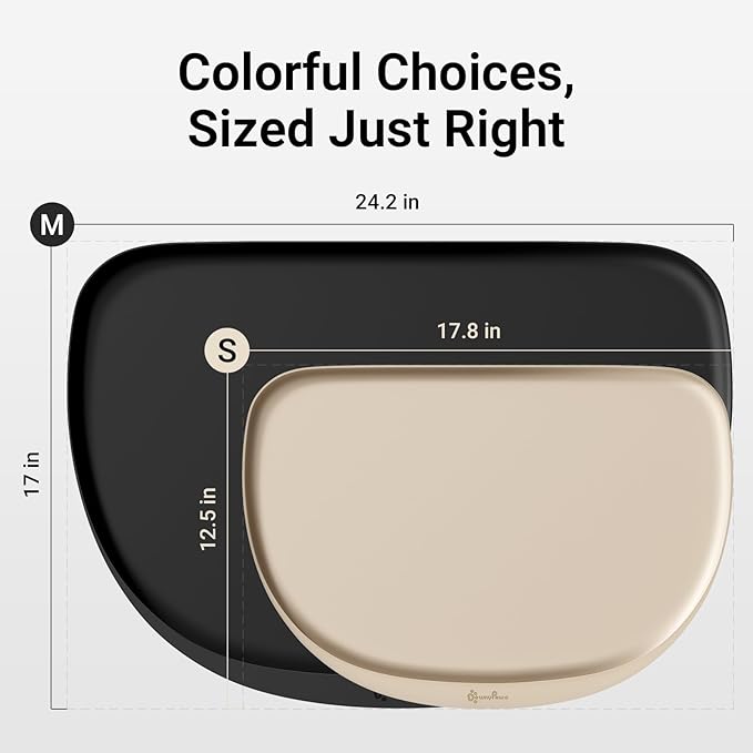 DownyPaws Cat Food Mats for Floors Waterproof, BPA Free Silicone Pet Food Mat, Non-Slip Pet Food Mat with High Raised Edge, Cat Placemat for Messy Drinkers, 18"×12.5", Almond