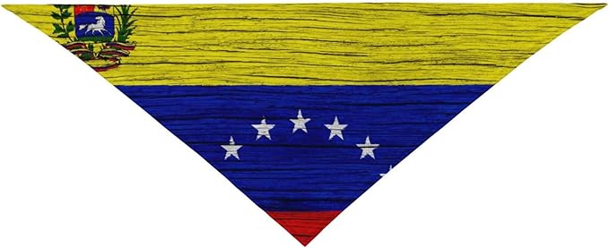 Venezuela Wooden Texture Venezuelan Flag Dog Bandana Scarf Triangle Bibs Pet Accessories Cat Kerchief