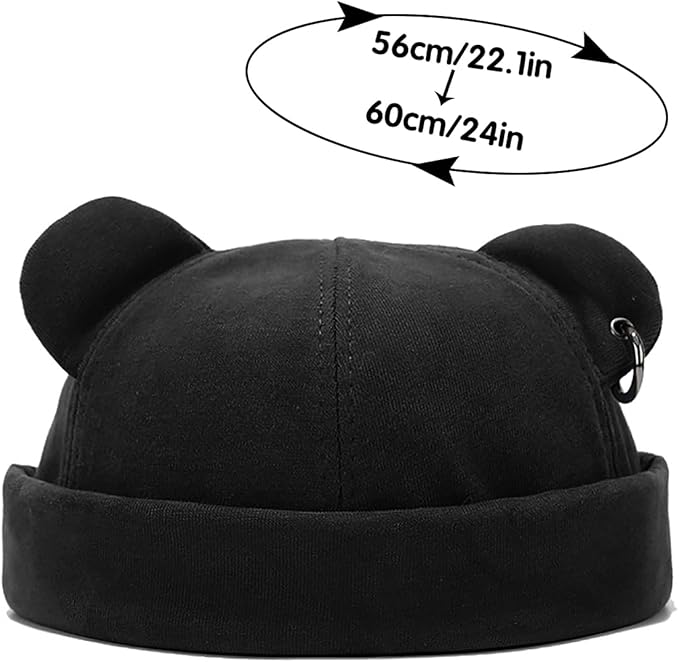 Malaxlx Cat Ear Docker Cap for Women Men – Brimless Cotton Sailor Beanie Skull Cap