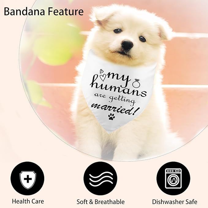 Engagement Gift, My Humans are Getting Married Dog Bandana, Wedding Photo Prop, Pet Scarf, Dog Engagement Announcement, Pet Accessories, Bridal Shower Gift (Black)