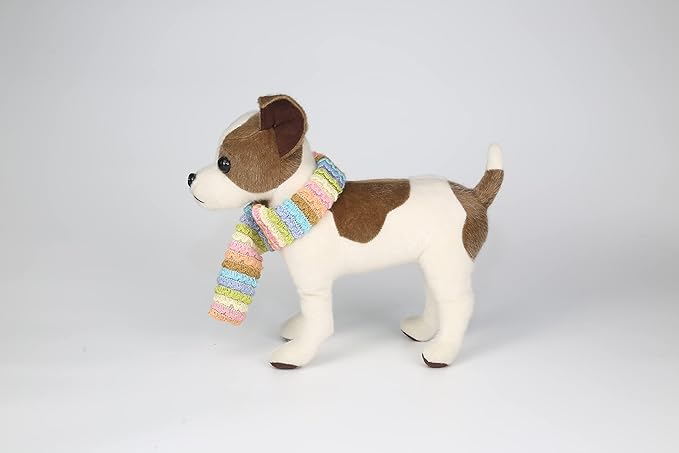 CU-MATE 12" Realistic Jack Russell Terrier Plush - White & Brown Standing Puppy Dog Stuffed Animal Gift