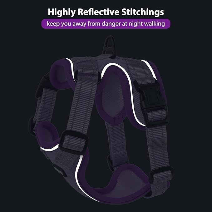 Rttochfy Cat Harness and Leash Set, Adjustable and Reflective Cat Vest, Escape Proof Kitten Harness, Easy to Put on with 3 Buckles for Cats Walking and Traveling (Purple, S)