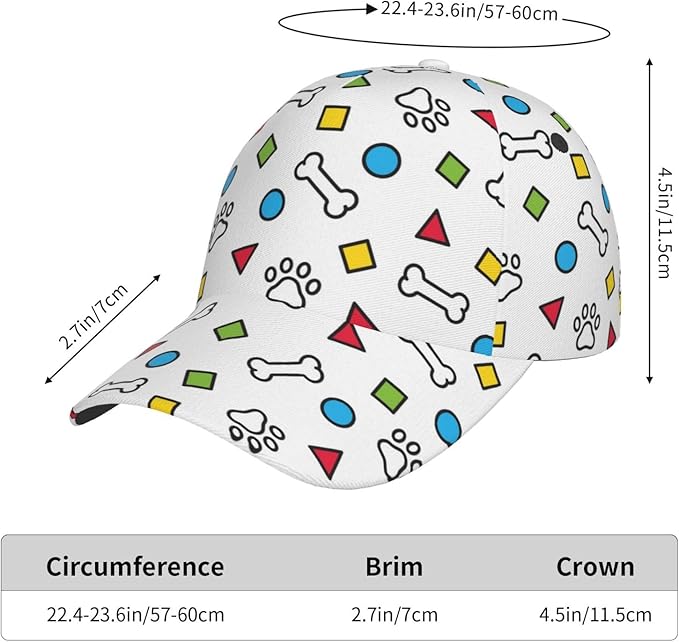 Dog Paw Print Baseball Cap Workout Hats with Adjustable Strap for Men & Women Dad Hat Snapback Hat