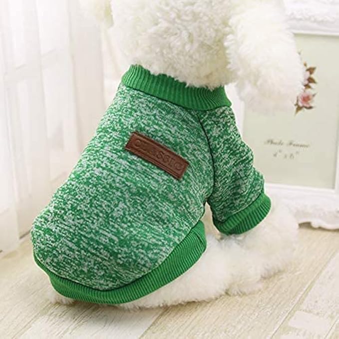 Idepet Pet Dog Classic Knitwear Sweater,Fleece Coat for Small,Medium Dog,Warm Pet Dog Cat Clothes,Soft Puppy Customes (L, Green)
