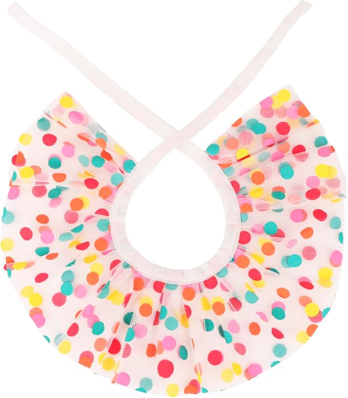 PTDECOR Cat Birthday Party Supplies, Hat with Numbers and Colourful Dots Tulle Tutu Bib Bandana Pet Decorations for Cat Kitten Birthday Outfits