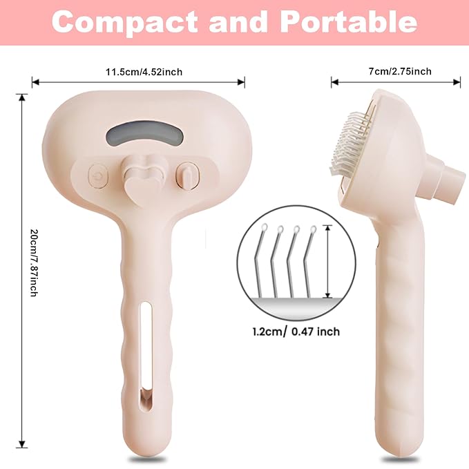 Dog Steam Brush 3 in 1 Cat Brush with Steam and Release Button Grooming Tool for Indoor Pets Dogs Hair Removal Shedding Water for Small Animals Long Short Haired(PINK)