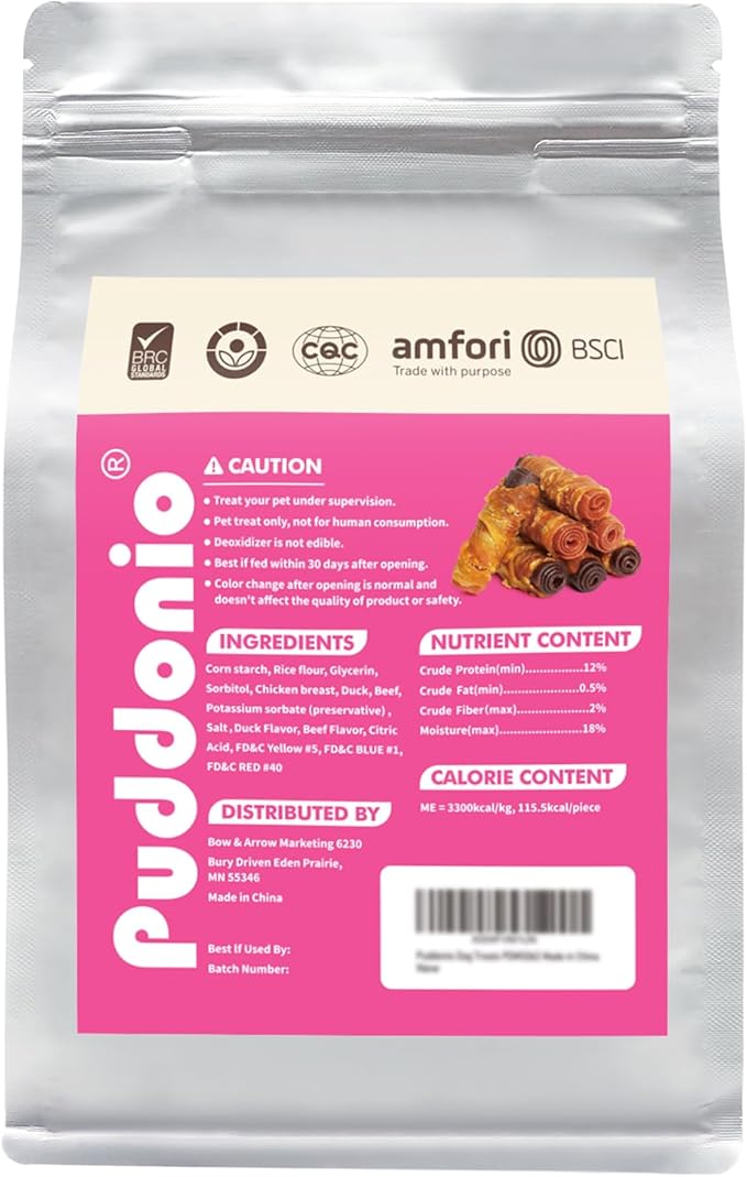 Dog Treats, Triple Flavor Chicken Duck Beef Meat Rolls, Rawhide Free Dog Snacks, Soft Treats for Small Dogs, 21.16 oz