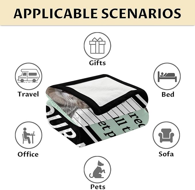 Personalized Cat Blanket Gifts with Name - 30"x40" Cute Throw Blanket for Adults Kids - Black Soft Plush Throws for Bed, Couch & Travel