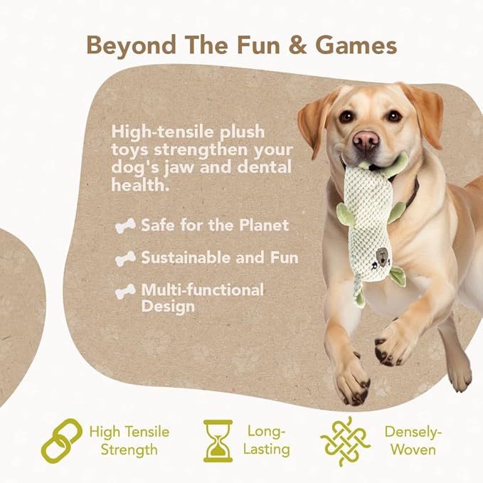 Eco-Bud Happy Pet Toy for Dogs, Densely Woven Squeaky Dog Toys with Built in Squeak, Long-Lasting and Durable Dog Toys, Recycled Plush Dog Squeaky Toys