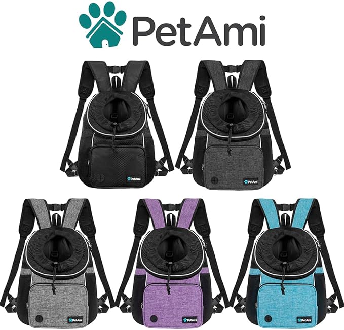 PetAmi Front Carrier Backpack for Dogs and Cats, Adjustable Ventilated Pet Chest Carrier for Hiking Camping Travel, Small Medium Dog Puppy Large Cat Carrying Bag, Max 10 lbs, Teal Blue