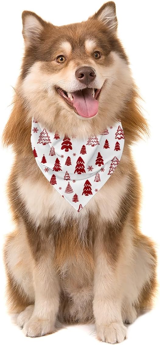 Christmas Dog Bandanas, Dog Bandanas,Red Christmas Tree Decor Dogs Bandana, Xmas Bandana for Small Medium Dogs, Pet Triangle Scarf