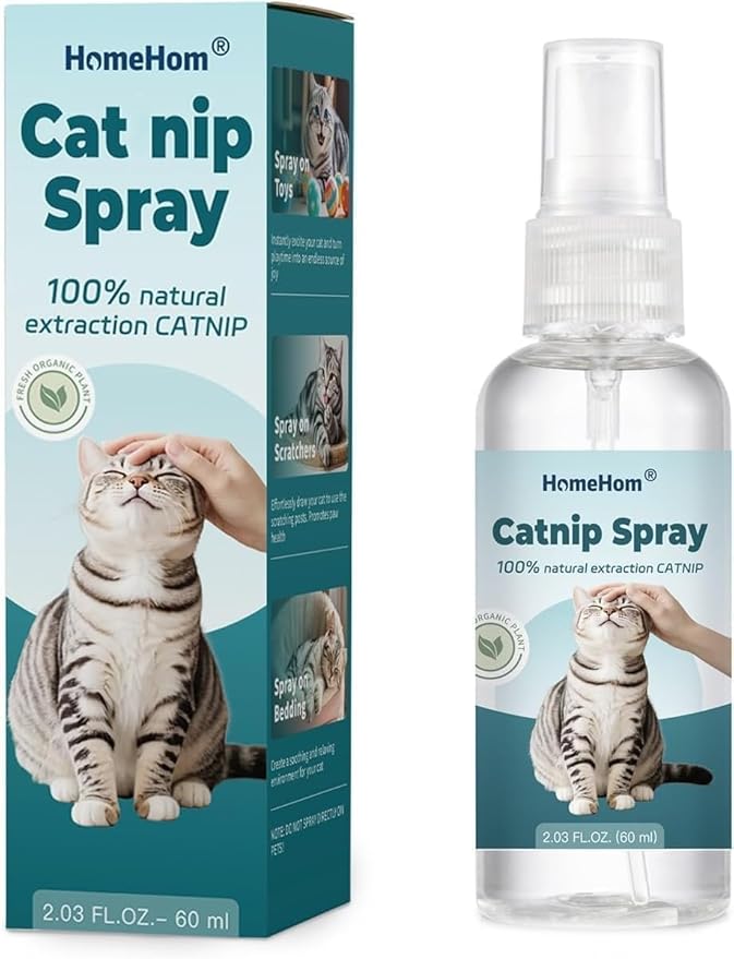 Catnip Spray for Cats - Highly Potent for Energizing Play & Toy Renewal, Calming Stress Relief for Indoor Cats, 100% Natural Organic Catnip, Mess-Free Herbal Formula (2 fl.oz)