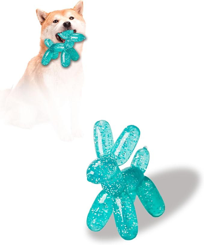 Durable Dog Chew Toy – Balloon Dog Shape, 4.72” for Medium & Large Dogs, Tough Plastic, Interactive Chew Toy for Boredom & Dental Health(Green)