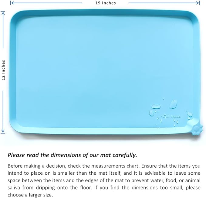Hoki Found - Waterproof Pet Feeding Mats with High Lips, Multiple Size and Colors -A