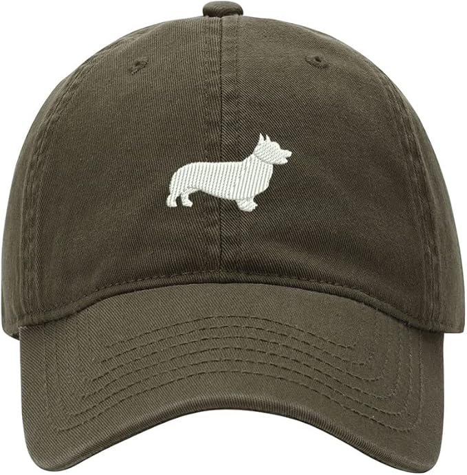Baseball Cap Men Corgi Dog Embroidered Washed Cotton Dog Hat Baseball Caps