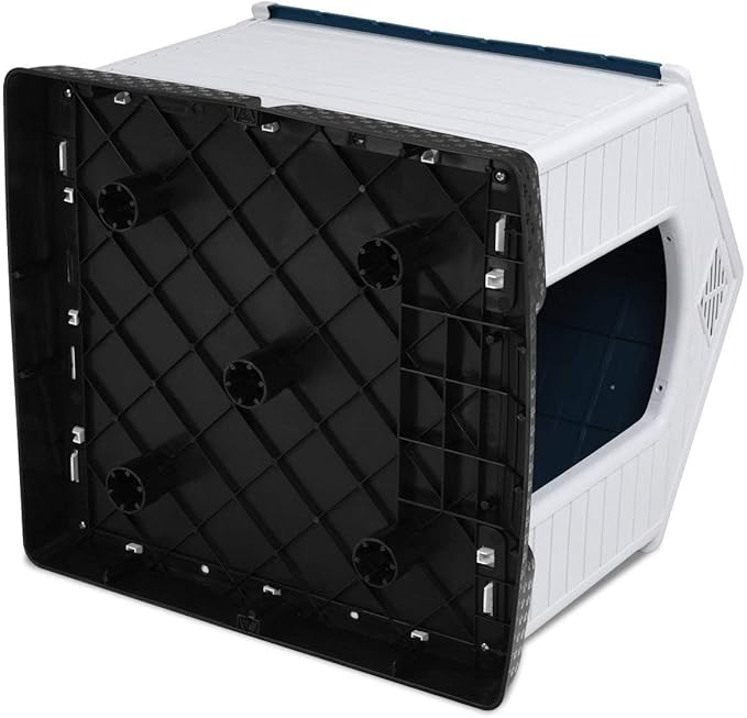 Giantex Dog House for Medium Dogs, Waterproof Plastic Dog Houses with Air Vents and Elevated Floor, Easy to Assemble, Outdoor Cat House Feeding Station Indoor Patio Backyard Dog Kennel House