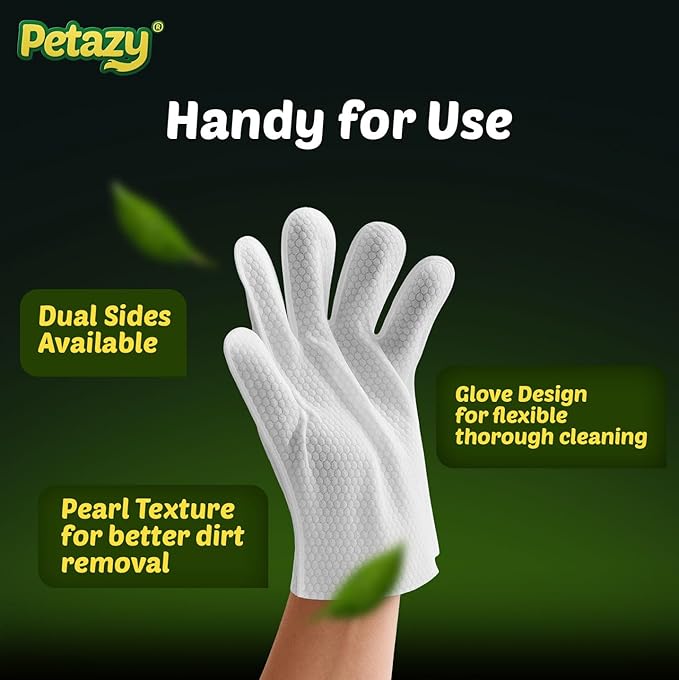 Pet Glove Wipes for Dogs & Cats – 50 Pack | Hypoallergenic, No Rinse, Extra Thick Cleaning Gloves with Aloe & Coconut Oil | Paws, Face, Ears & Butt | Travel Friendly, Gentle & Safe