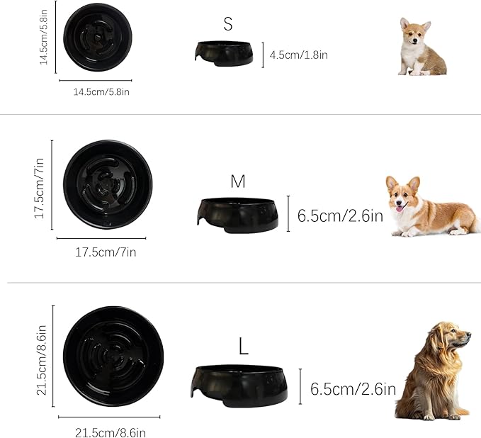 Personalized Slow Feeder Bowl for Dogs & Cats - Custom Name, Non-Slip Bottom, Easy to Clean, Puzzle Food Dish for Puppy & Kitten, Small & Medium Pet Bowls & Plates(Round)