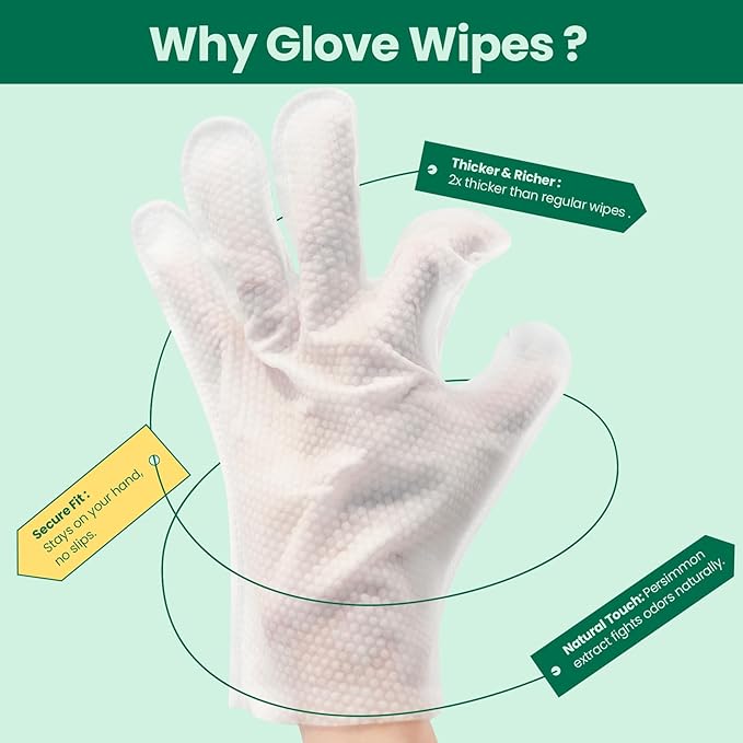 32 PCS Unscented Extra Thick Pet Bathing Wipes for Dogs & Cats, Dog Wipes Washing Gloves, Cleaning & Deodorizing Grooming Gloves for Daily Care and Traveling with EDI Water, Glycerin, Aloe Extract