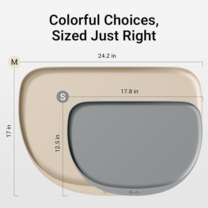 DownyPaws Dog Food Mats for Floors Waterproof, BPA Free Silicone Dog Bowl Mat, Non-Slip Pet Feeding Mat with High Raised Edge, Cat Placemat for Messy Drinkers, 24"×17", Almond