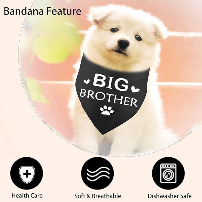 Pregnancy Announcement Dog Bandana, Baby Shower Pet Bandana, Black Cotton, 27 x 18 inch