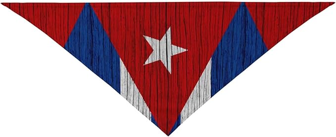 Wooden Texture Cuban Flag Dog Bandana Scarf Triangle Bibs Pet Accessories Cat Kerchief