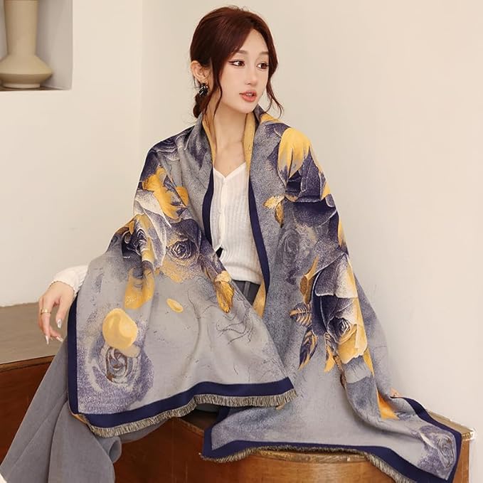 Jeelow Womens Pashmina Shawl Wrap Scarf - Elegant Dressy Evening Poncho Cape for Formal and Wedding Outfits