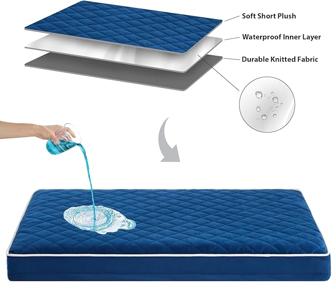 WNPETHOME Orthopedic Dog Bed Medium Size Dog, Waterproof Medium Dogs Bed with Removable Washable Cover, Multi-Needle Quilting Dogs Crate Bed