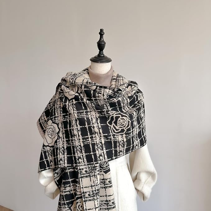 Jeelow Womens Pashmina Shawl Wrap Scarf - Elegant Dressy Evening Poncho Cape for Formal and Wedding Outfits