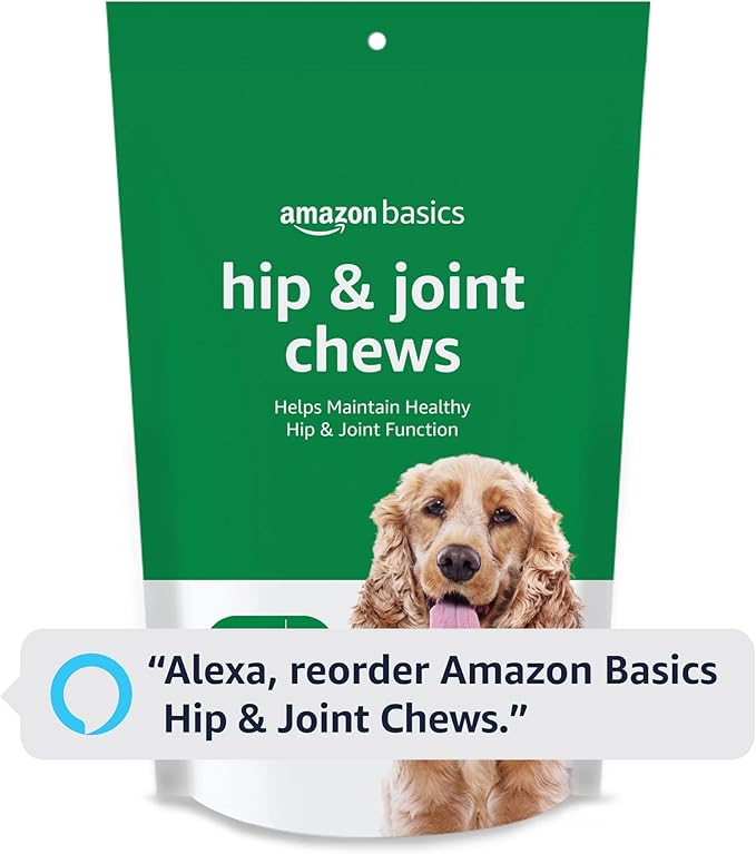 Amazon Basics Dog Hip & Joint Daily Supplement Chews with Glucosamine, MSM, and Vitamin C, Duck Flavored, 60 Count (Previously Solimo)
