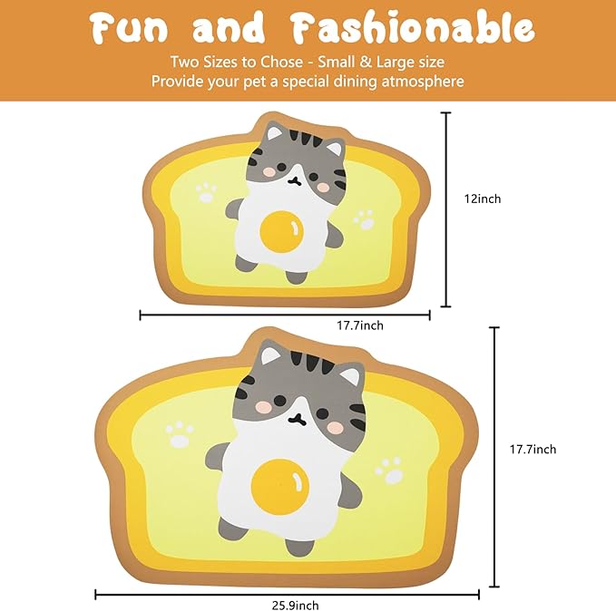 Cat Food and Water Bowl Mat - Absorbent Pet Feeding Placemat for Floor - Yellow 25.9 * 17.7 Inch