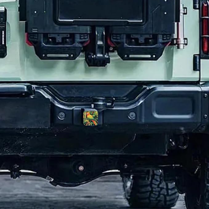 Hitch Cover Fits for 2-Inch Hitch,Illustration of A Tropical Parrot in Foliage Rubber Trailer Hitch Cover Tube Plug Insert,Car Exterior Accessories, Receiver Tube Hitch Plug