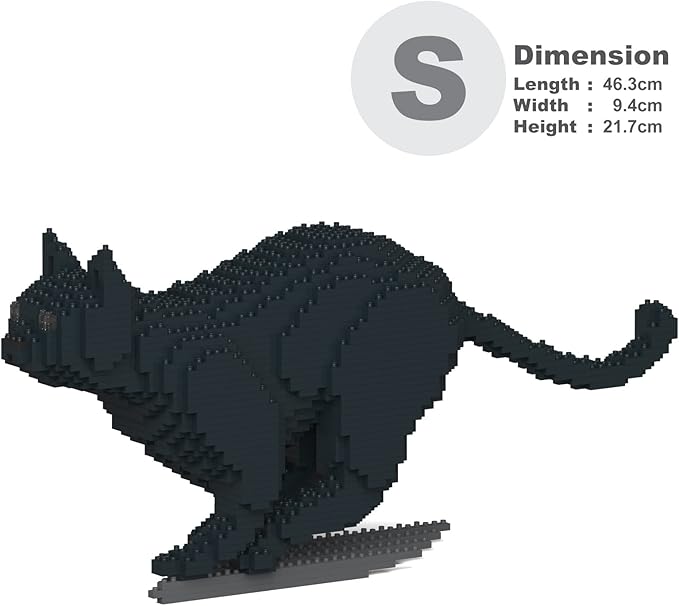 JEKCA Cat 19S-M02 | Black Cat Plastic Building Blocks | Age 14+