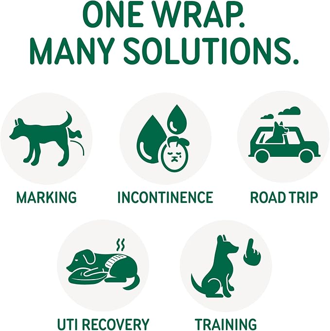 PAWPANG Copper Fit Mate Washable Male Dog Belly Band Kit – 1 Reusable Male Wrap with 15 Dog Diaper Liners, Ideal for Senior Dogs, Incontinence, and Marking, XS